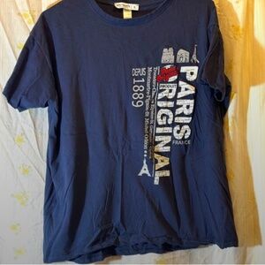 Plasir Paris Logo Print Air de Paris Collection Tshirt Navy Blue Size L Large